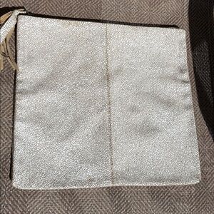 Anthropologie JASPER & JEERA Cream and Gold genuine suede leather Clutch Bag.